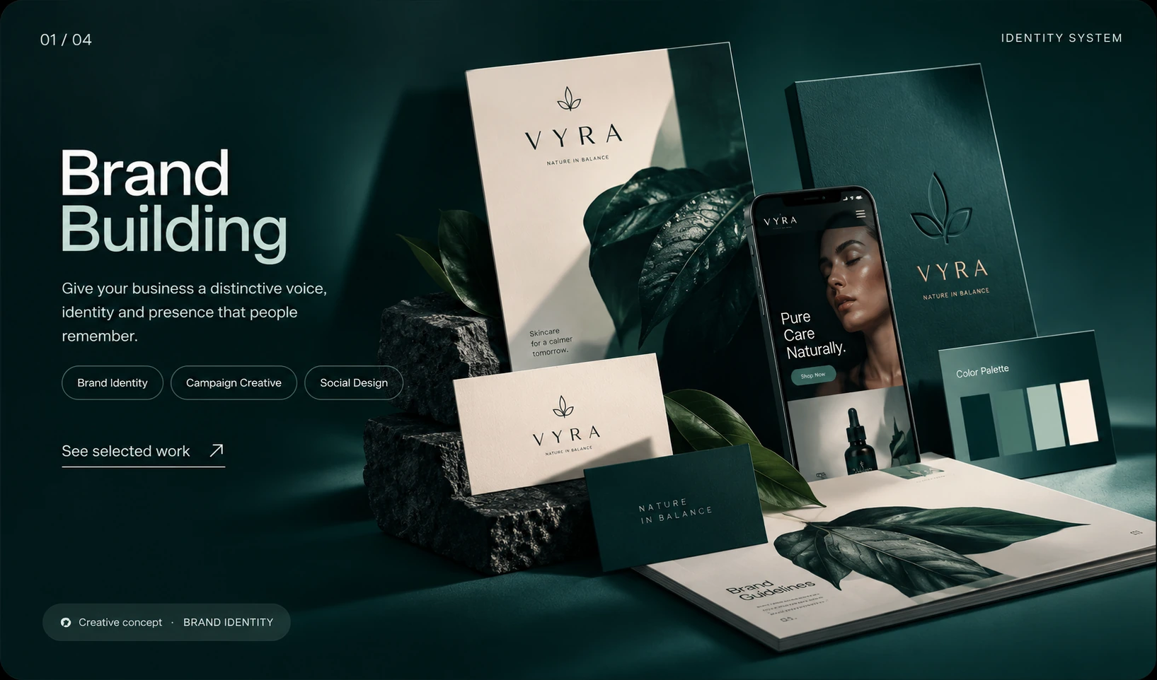 Illustrative brand building creative composition, not actual client work