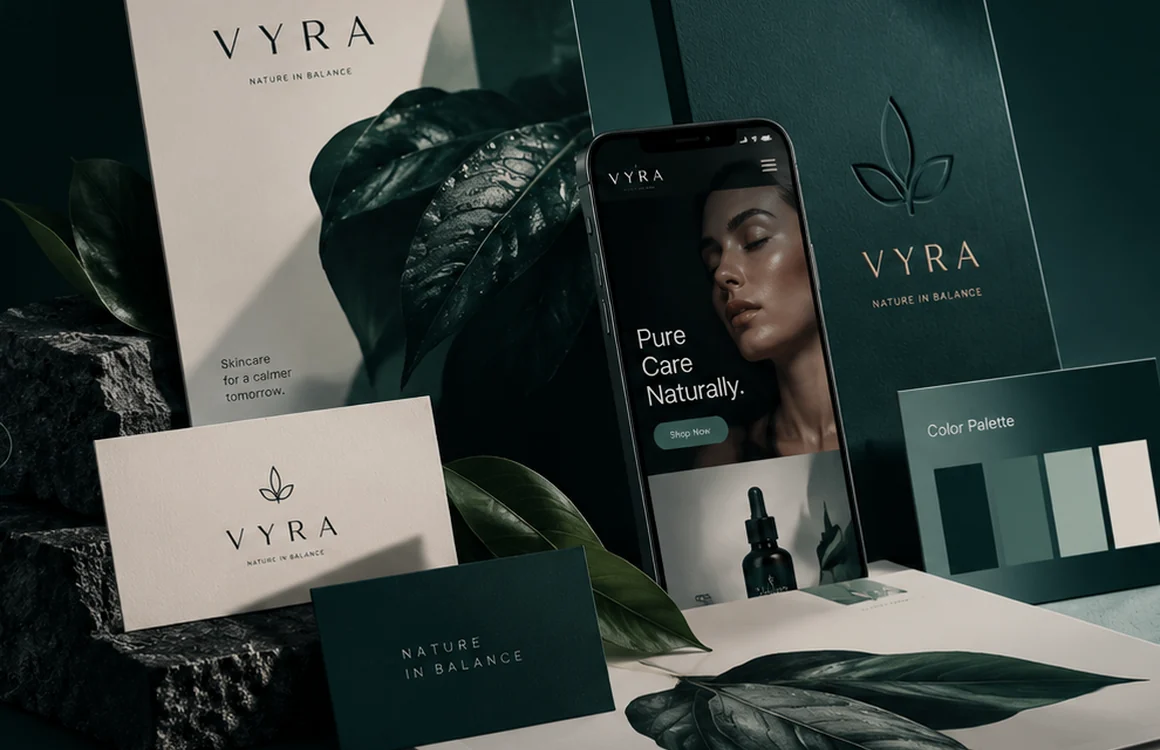 Illustrative premium company profile and printed brand presentation materials